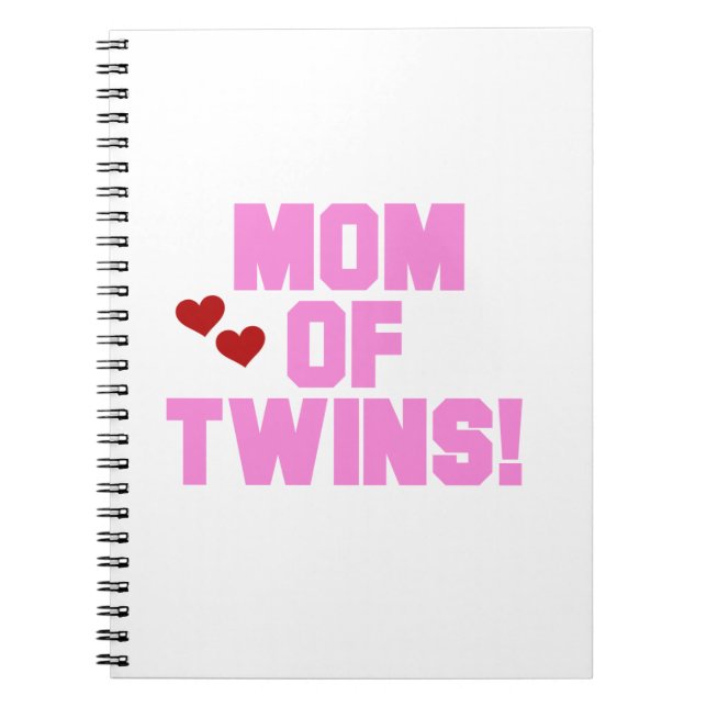 Mum of Twins Pink Text Gifts Spiral Notebook (Front)