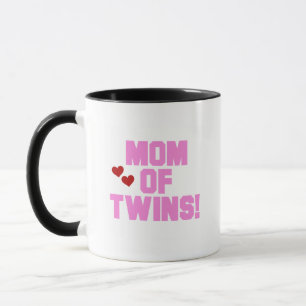 Mum of Twins-Pink Text Tshirts and Gifts Mug