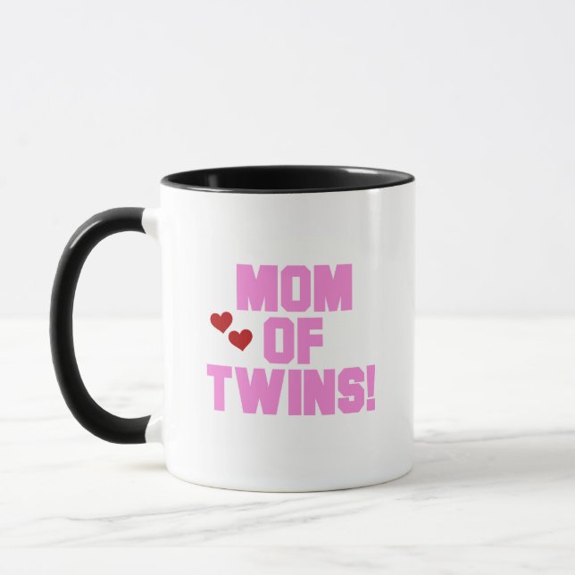 Mum of Twins-Pink Text Tshirts and Gifts Mug (Left)