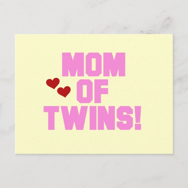 Mum of Twins-Pink Text Tshirts and Gifts Postcard (Front)