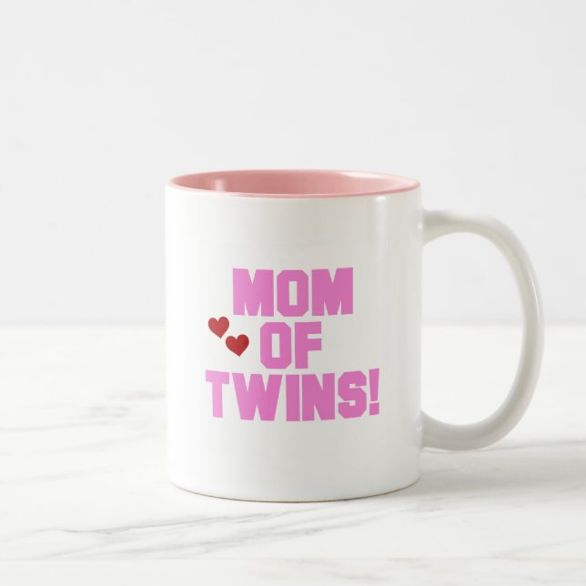 Mum of Twins-Pink Text Tshirts and Gifts Two-Tone Coffee Mug (Right)