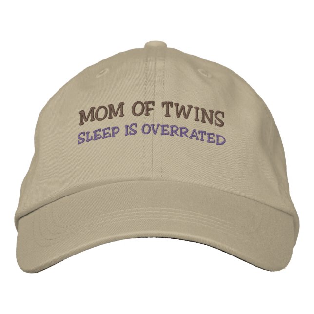 Mum of Twins SLEEP IS OVERRATED Embroidered Hat (Front)