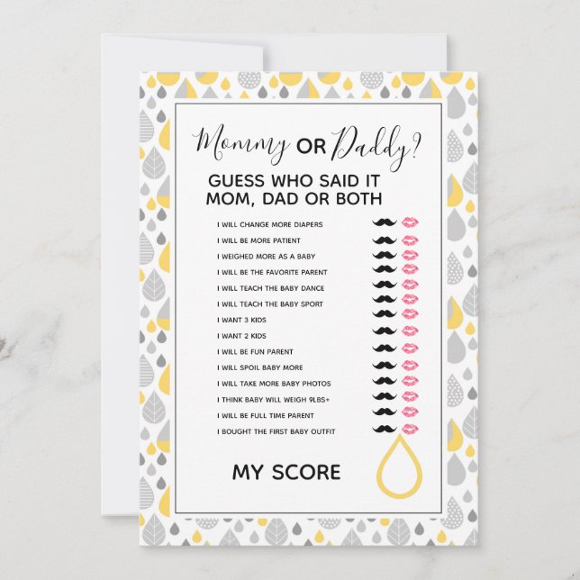 mum or dad know bridal baby shower game invitation (Front)