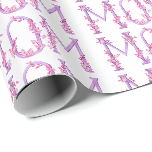 Mum orchid watercolor art celebration wrapping paper (Roll Corner)