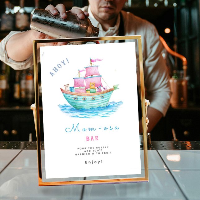 Mum-osa Ahoy It's A Baby Ship Animals Baby Shower Poster (Creator Uploaded)