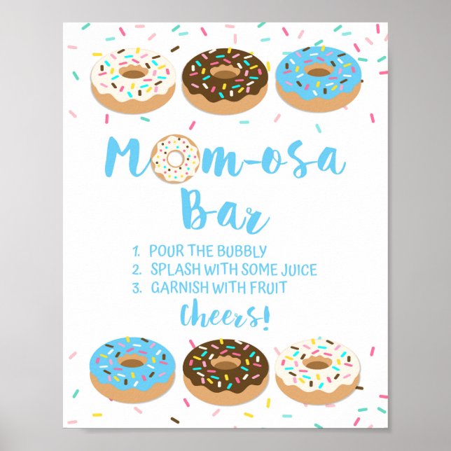 Mum-osa Bar Blue Doughnut Sprinkle Shower Sign (Front)