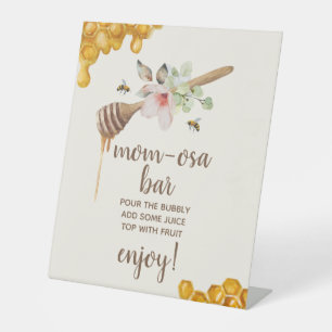 Mum-osa Bar Honey Bee Baby Shower Pedestal Sign