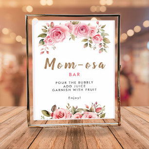 Mum-osa Bar It's A Girl! Pink Floral Baby Shower Poster