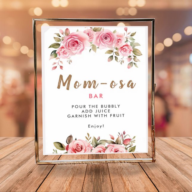 Mum-osa Bar It's A Girl! Pink Floral Baby Shower Poster (Creator Uploaded)