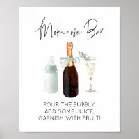 Mum-osa Bar Sign for Baby Shower Green Sip & See