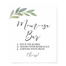 Mum-osa Bar Sign Olive Leaf Greenery Theme