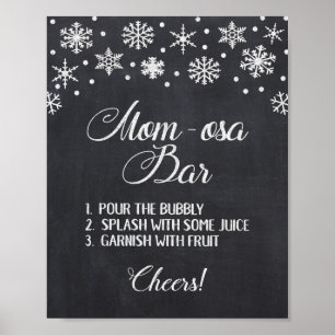 Mum-osa Bar Winter Chalkboard Snowflakes Sign
