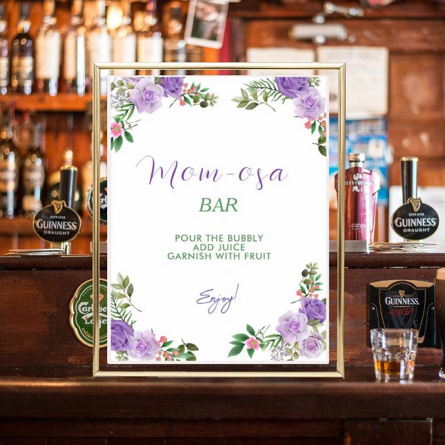 Mum-osa Purple Spring Floral Girl Baby Shower Poster (Creator Uploaded)