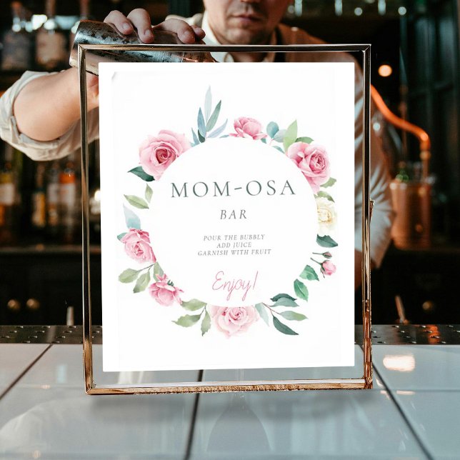 Mum-osa Spring Flowers Pink Girl Baby Shower Poster (Creator Uploaded)