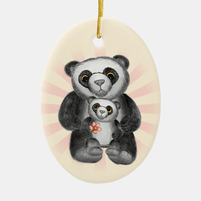 Mum Panda Bear Love Ceramic Tree Decoration (Front)