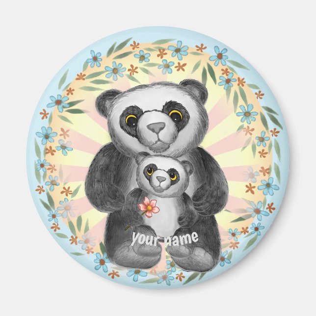 Mum Panda Bear Love  magnet  (Front)