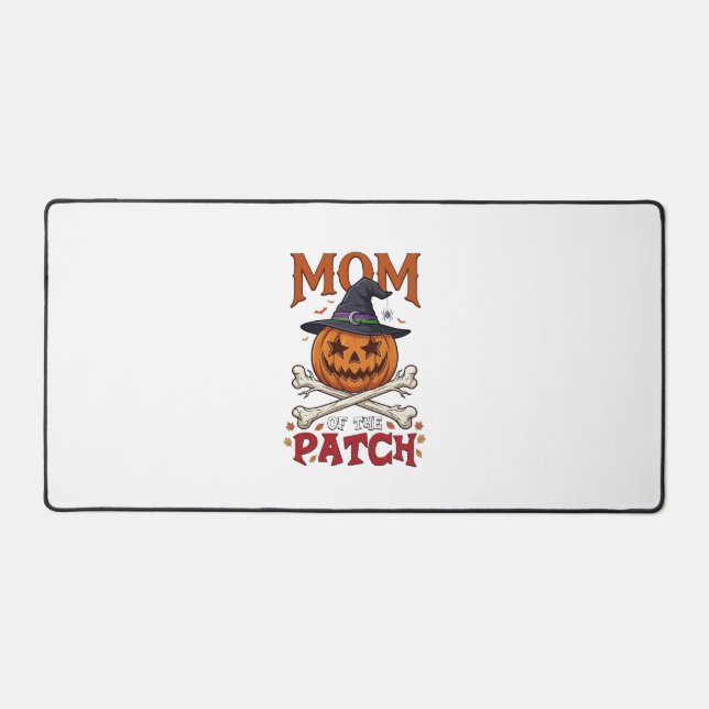 Mum Patch Halloween Pumpkin Witch Hat Crossbones_1 Desk Mat (Front)