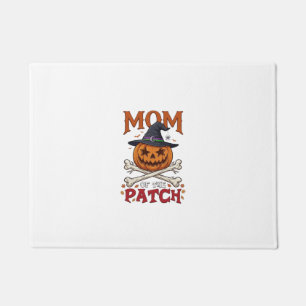 Mum Patch Halloween Pumpkin Witch Hat Crossbones_1 Doormat