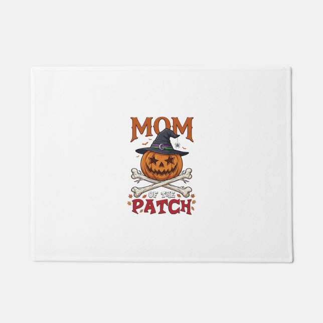 Mum Patch Halloween Pumpkin Witch Hat Crossbones_1 Doormat (Front)