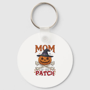 Mum Patch Halloween Pumpkin Witch Hat Crossbones_1 Key Ring
