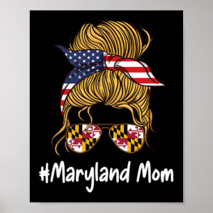 Mum Patriotic American Flag Mothers Day Retro Woma Poster