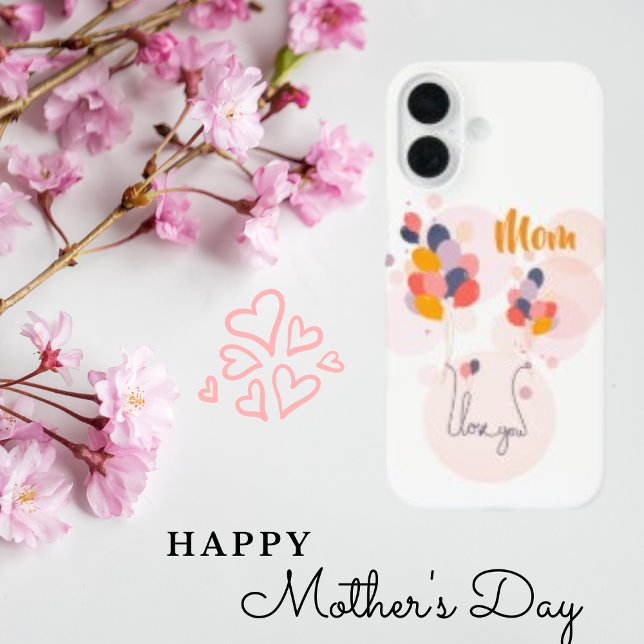 Mum Personalised Watercolor Balloon iPhone 16 Case (Creator Uploaded)