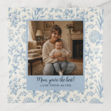 Mum Photo Blue Toile Chinoiserie Elegant Keepsake