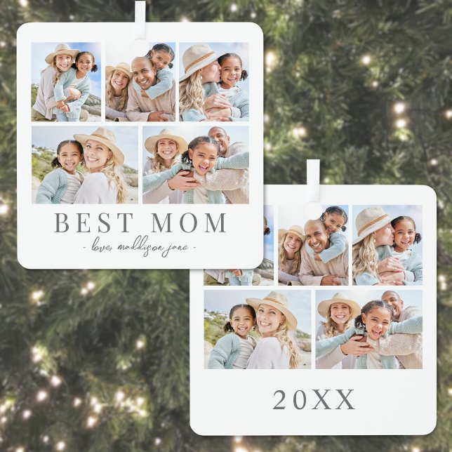 Mum Photo Collage Christmas Metal Tree Decoration (Mom Photo Collage Christmas Metal Ornament)