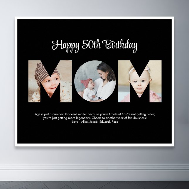 Mum Photo Collage Cutout Mother's Day Birthday Poster (mom photo collage poster)