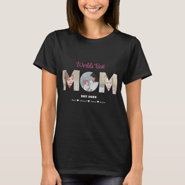 Mum Photo Collage Cutout Mother's Day Birthday T-Shirt (Front)