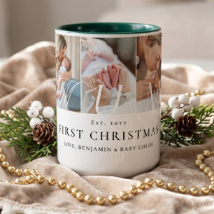 Mum Photo Collage First Christmas Keepsake Gift Two-Tone Coffee Mug