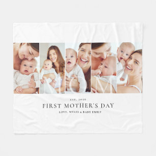 Mum Photo Collage First Mother's Day Keepsake Gift Fleece Blanket