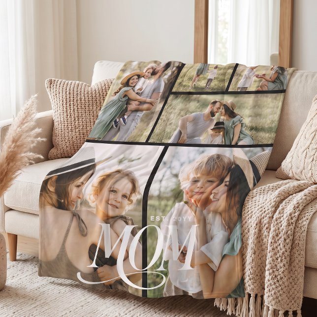 Mum Photo Collage Fleece Blanket (Creator Uploaded)