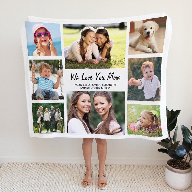 Mum Photo Collage Fleece Blanket (Creator Uploaded)