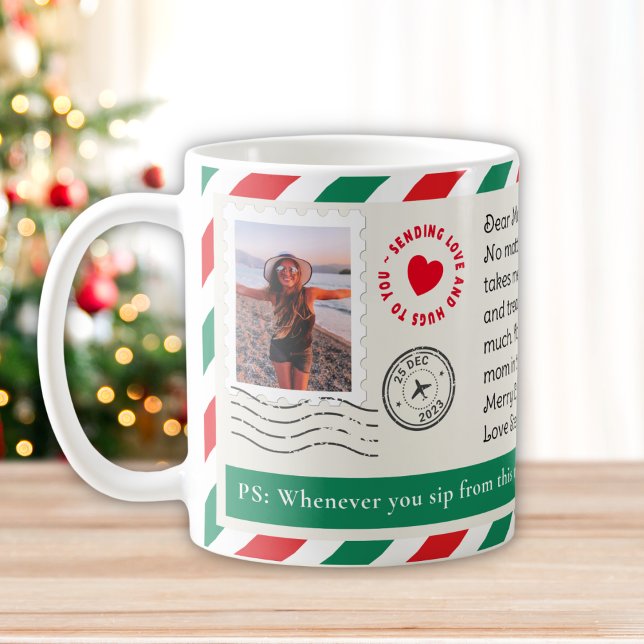Mum Photo Collage Handwritten Letter Christmas Coffee Mug (Creator Uploaded)