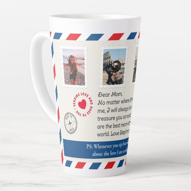 Mum Photo Collage Letter Postal Hug Latte Mug (Left Angle)