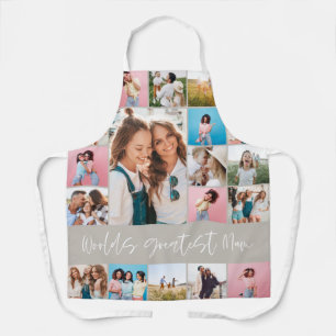 Mum photo collage modern typography simple beige apron