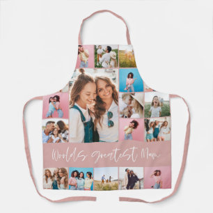 Mum photo collage modern typography simple pink apron