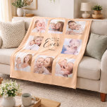 Mum photo collage peach Mother's Day Fleece Blanket<br><div class="desc">A gift for your mother,  celebrating her life with a collage of 8 photos.  Black text: Best Mum EVER. Personalise and use your own photos of her,  family. Add a name.  Peach background. Perfect as a Mother's Day gift,  for birthdays and Christmas.</div>
