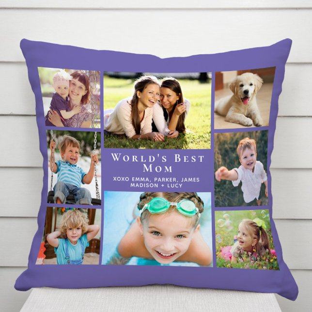Mum Photo Collage Purple Cushion (Creator Uploaded)