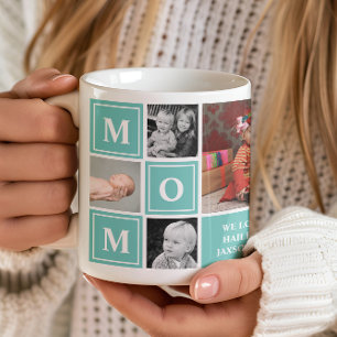 Mum Photo Collage Teal Mothers Day Coffee Mug