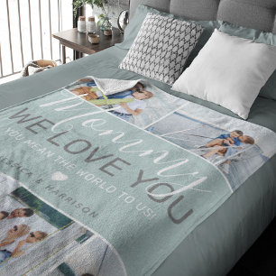 Mum Photo Collage 'We Love You' Fleece Blanket