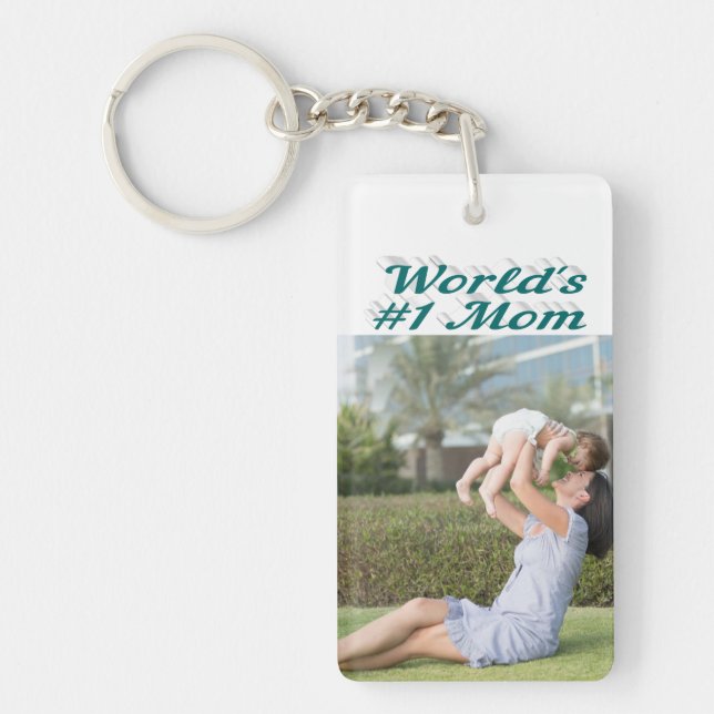 Mum Photo green text   Key Ring (Front)