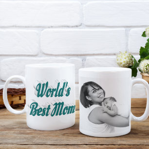 Mum Photo green typography Mothers Day Large Coffee Mug