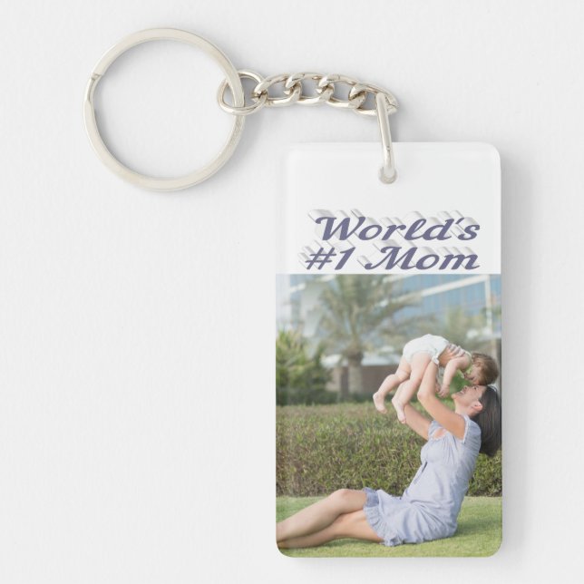 Mum Photo grey text  Key Ring (Front)