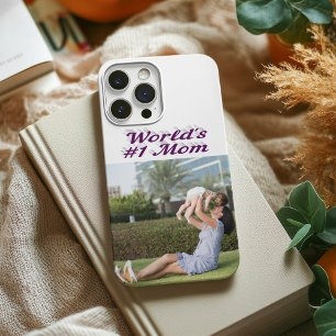 Mum Photo purple text iPhone Case