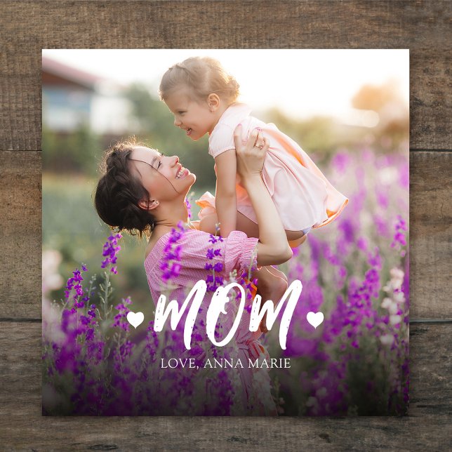 Mum Photo Template Cute Personalised Canvas Print (Mom typography personalized photo wall decor. )