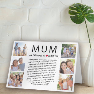 Mum Photos Things We Love About You Mother's Day Thank You Card