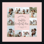 Mum pink elegant modern minimal photo collage poster<br><div class="desc">Worlds greatest Mum script elegant modern minimal girly pink personalised photo collage simple clean lines family gift print.</div>