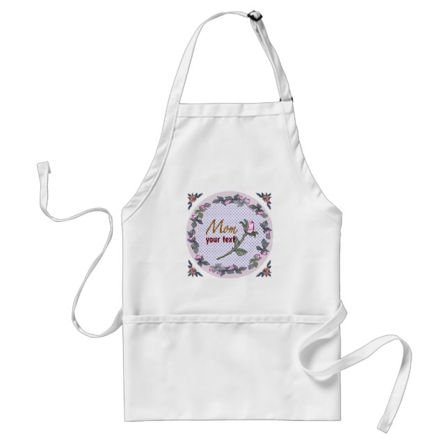 Mum Pink Rosebud  custom name Standard Apron (Front)